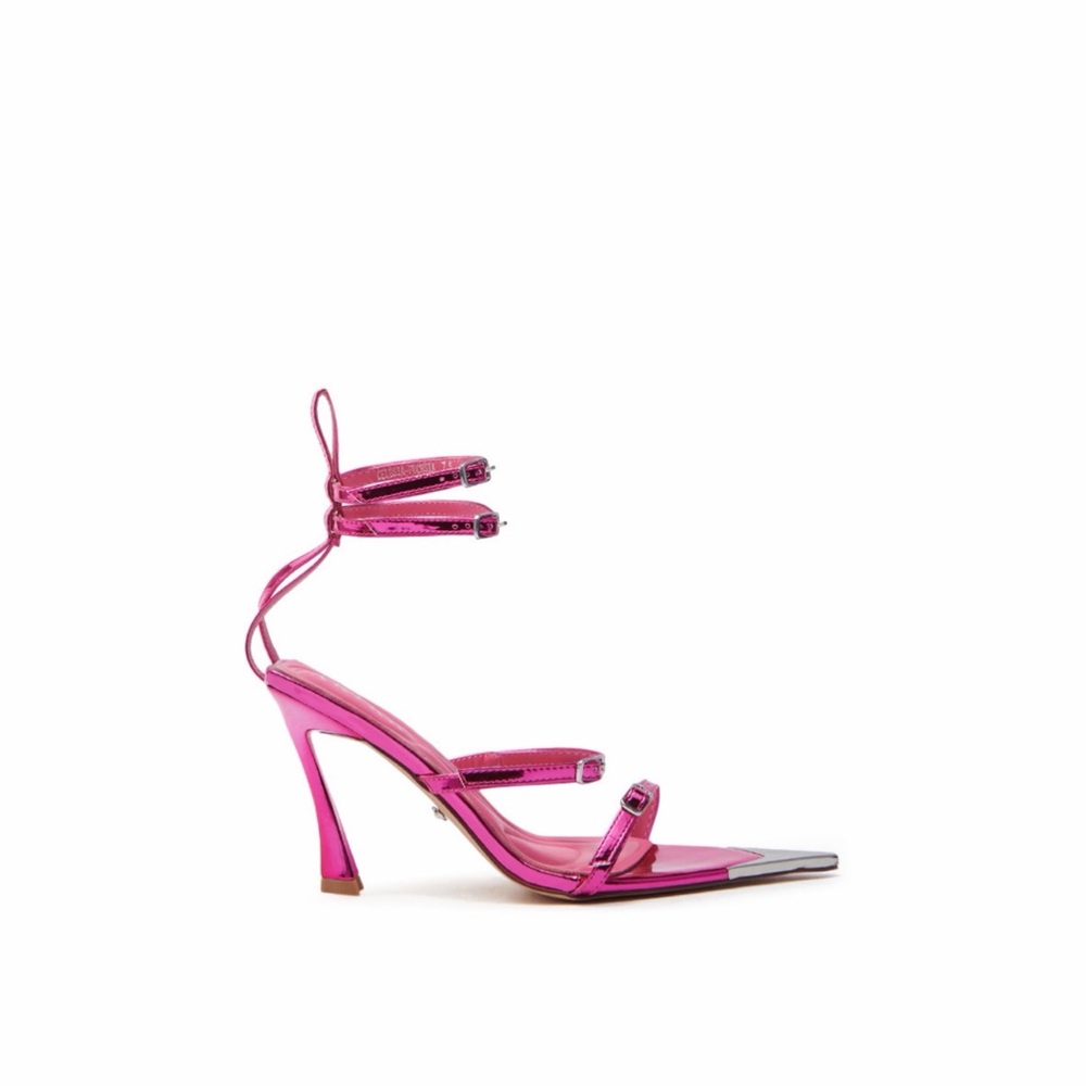Pink Stiletto Sandal with Silver Toe